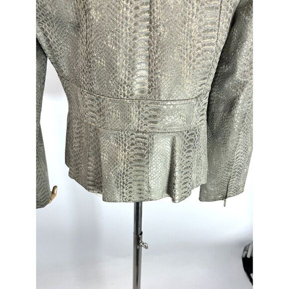 Classiques Entier Snake Print 100% Leather Blazer Jacket Taupe Gold - Picture 5 of 14